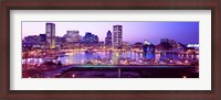 Framed Inner Harbor, Baltimore, Maryland at Night