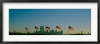 Framed American flags in a row, New York City, New York State, USA