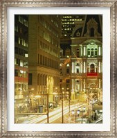 Framed Building lit up at night, City Hall, Philadelphia, Pennsylvania, USA