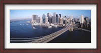 Framed Aerial View Of Brooklyn Bridge, Lower Manhattan, NYC, New York City, New York State, USA