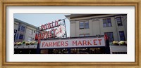 Framed Low angle view of buildings in a market, Pike Place Market, Seattle, Washington State, USA