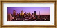 Framed Dallas, Texas Skyline with Purple Sky