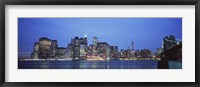 Framed New York Ciry at Night with Bright Blue Sky