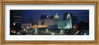 Framed Temple lit up at night, Mormon Temple, Salt Lake City, Utah, USA