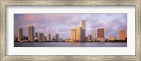Framed Waterfront And Skyline At Dusk, Miami, Florida, USA