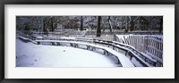 Framed Snowcapped benches in a park, Washington Square Park, New York City