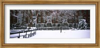 Framed Washington Square Park in the snow, Manhattan