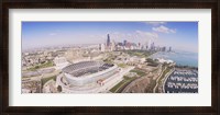 Framed Aerial view of a stadium, Soldier Field, Chicago, Illinois