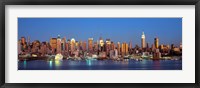 Framed Panoramic View of New York City from the Water at Night