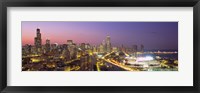 Framed Pink and Purple Sky Over Chicago at Night