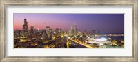 Framed Pink and Purple Sky Over Chicago at Night