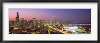 Framed Pink and Purple Sky Over Chicago at Night