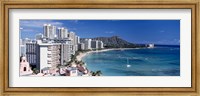 Framed Buildings at the waterfront, Waikiki Beach, Honolulu, Oahu, Maui, Hawaii, USA