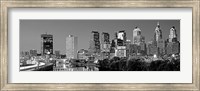 Framed Philadelphia, Pennsylvania Skyline at Night (black and white)