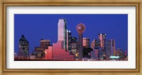Framed USA, Texas, Dallas, Panoramic view of an urban skyline at night