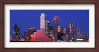 Framed USA, Texas, Dallas, Panoramic view of an urban skyline at night