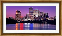 Framed USA, Texas, Austin, View of an urban skyline at night