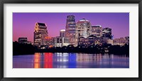 Framed USA, Texas, Austin, View of an urban skyline at night