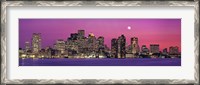 Framed USA, Massachusetts, Boston, View of an urban skyline by the shore at night