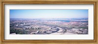 Framed USA, New Jersey, Newark Airport, Aerial view with Manhattan in background