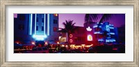 Framed Hotel lit up at night, Miami, Florida, USA