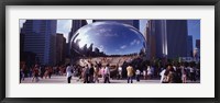 Framed USA, Illinois, Chicago, Millennium Park, SBC Plaza, Tourists walking in the park