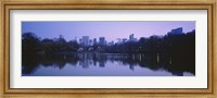 Framed USA, New York State, New York City, Central Park Lake, Skyscrapers in a city
