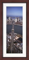 Framed Aerial View Of A Bridge, Brooklyn Bridge, Manhattan, NYC, New York City, New York State, USA