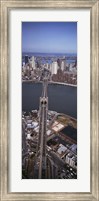 Framed Aerial View Of A Bridge, Brooklyn Bridge, Manhattan, NYC, New York City, New York State, USA