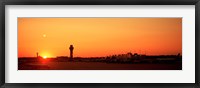 Framed Sunset Over An Airport, O'Hare International Airport, Chicago, Illinois, USA