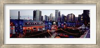 Framed Amusement Park Lit Up At Dusk, Navy Pier, Chicago, Illinois, USA