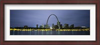 Framed Buildings Lit Up At Dusk, Mississippi River, St. Louis, Missouri, USA