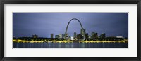 Framed Buildings Lit Up At Dusk, Mississippi River, St. Louis, Missouri, USA