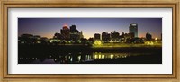 Framed Buildings At The Waterfront Lit Up At Dawn, Memphis, Tennessee, USA