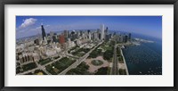 Framed Aerial view of Chicago and the Lake