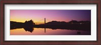 Framed Reflection Of A Suspension Bridge On Water, Golden Gate Bridge, San Francisco, California, USA