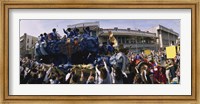 Framed Crowd of people cheering a Mardi Gras Parade, New Orleans, Louisiana, USA