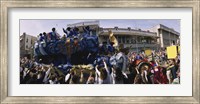 Framed Crowd of people cheering a Mardi Gras Parade, New Orleans, Louisiana, USA