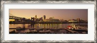 Framed Buildings in a city lit up at dusk, Cincinnati, Ohio, USA