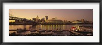 Framed Buildings in a city lit up at dusk, Cincinnati, Ohio, USA