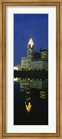 Framed Buildings in a city lit up at night, Scioto River, Columbus, Ohio, USA