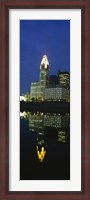 Framed Buildings in a city lit up at night, Scioto River, Columbus, Ohio, USA