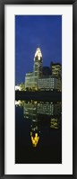 Framed Buildings in a city lit up at night, Scioto River, Columbus, Ohio, USA