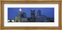 Framed Low angle view of buildings lit up at night, Columbus, Ohio, USA