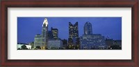 Framed Low angle view of buildings lit up at night, Columbus, Ohio, USA