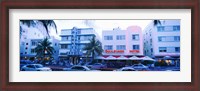 Framed Traffic on road in front of hotels, Ocean Drive, Miami, Florida, USA