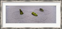 Framed High angle view of moss on three stones in a Zen garden, Washington Park, Portland, Oregon, USA