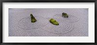 Framed High angle view of moss on three stones in a Zen garden, Washington Park, Portland, Oregon, USA