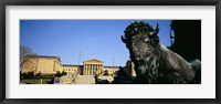 Framed Sculpture of a buffalo with a museum in the background, Philadelphia Museum Of Art, Philadelphia, Pennsylvania, USA