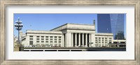 Framed Facade of a building at a railroad station, 30th Street Station, Schuylkill River, Philadelphia, Pennsylvania, USA